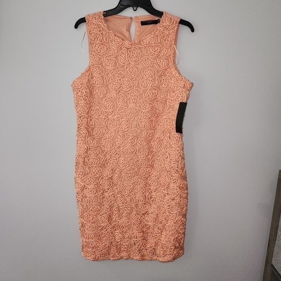 Love for Humanity Peach Colored Lace Cocktail Dress Size Large NWT - Picture 2 of 9